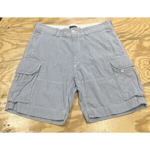 Polo Ralph Lauren Seersucker Blue Striped Cargo Shorts Mens Sz 38 Preppy Casual